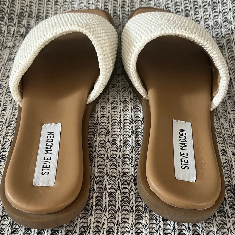 Steve Madden Cream Woven Slides - Picture 6 of 6